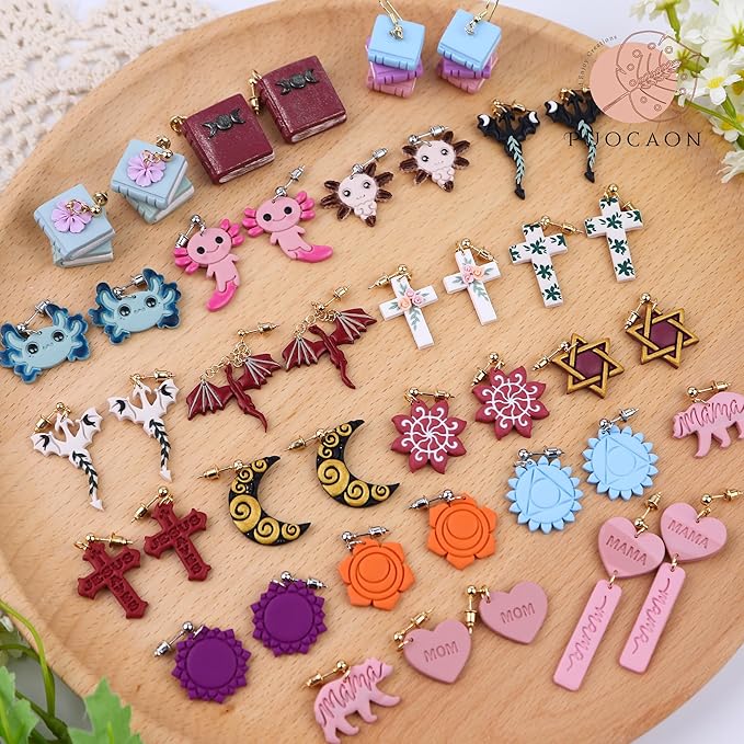 Puocaon Salamander Polymer Clay Cutters - 6 Pcs Axolotl Clay Cutters for Polymer Clay Earrings, Cute Axolotl Polymer Clay Jewelry Cutters, Animal Clay Jewelry Cutters for Earrings Making