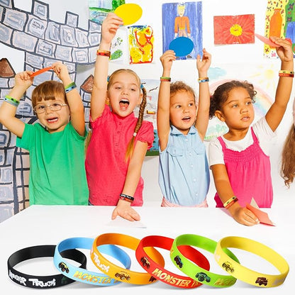24 Pieces Truck Birthday Party Favors Truck Silicone Bracelets Truck Party Decoration Truck Silicone Wristbands for Kids Construction Truck Birthday Baby Shower Party Supplies Classroom Rewards