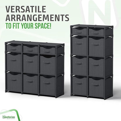Cube Storage Organizer with Storage Bins Included - The Perfect Closet Organizers and Storage Solution. Includes 9 Storage Cubes, Great For Toy Storage, Closet Storage, Clothes Storage (Dark Grey)