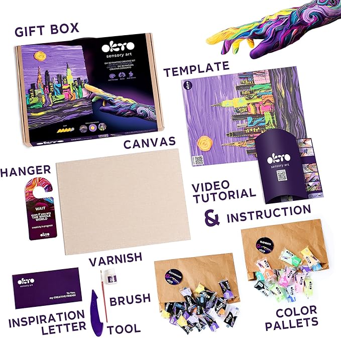 OKTO New York Skyline - DIY 3D Painting 30x40cm Air Dry Clay Kit - Ideal Crafts for Adults and Kids, Perfect for Creative Art Projects and Home Décor