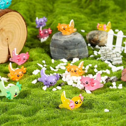 70 Pcs Mini Resin Axolotl, Tiny Axolotl Miniature Figures Toy Mini Axolotl Charm Ornament for Fairy Garden Landscape Aquarium Birthday Christmas Party Decoration