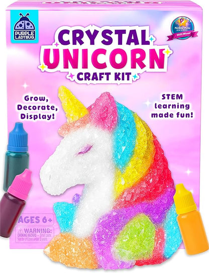 PURPLE LADYBUG Crystal Growing Kit for Kids - All-in-One Educational Gifts for Girls 8-12 Years Old, Crystal Making Experiment, Unicorn Theme STEM Kit for Girls, Fun Science Activity for Kids