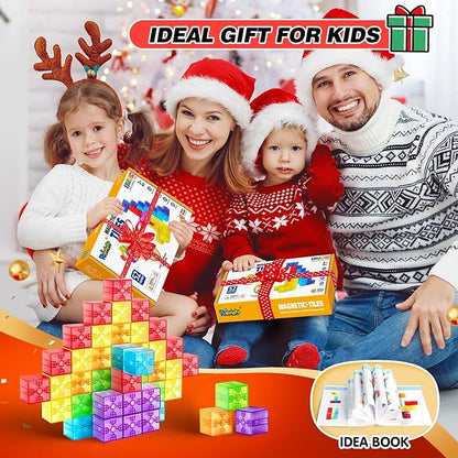 Magnetic Blocks - 52pcs Translucent Magnetic Cubes, Digit Building Blocks Magnet Toys for Kids, Rainbow STEM Creativity Toys 3+ Year Old Boys & Girls Toddlers Kids Christmas Birthday Gifts