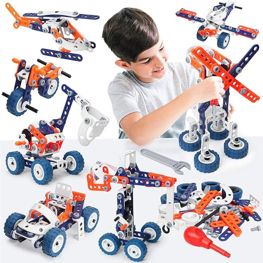 Building Toys for Boys Age 8-12, Boys Toys Age 6-8, Erector Set for Boys 6-8, 152PCS DIY 12 in 1 STEM Toys for 7 8 9 Year Old Boy, Engineering Building Toys for 10 11 12 Year Old