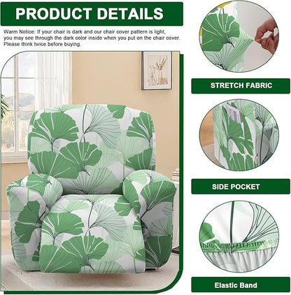 CRFATOP Printed Recliner Slipcover Stretch Reclining Chair Covers 4 Pieces Non Slip Recliner Sofa Slipcovers with Pocket Fitted Sofa Couch Cover Lazy Boy Chair Cover for Pet Kid Living Room,20