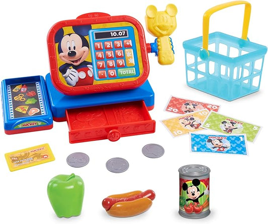 Disney Junior Mickey Mouse Realistic Sounds Toy Cash Register with Pretend Play Money, 14-pieces, Kids Toys for Ages 3 Up, Amazon Exclusive by Just Play