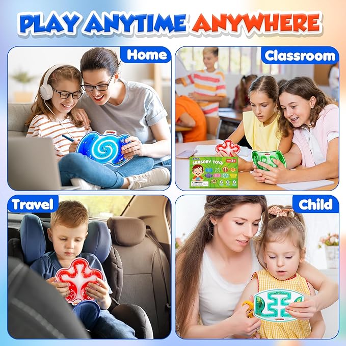 Squishy Sensory Toys for Kids - 8 Pack Fidget Toy Sensory Maze for Autism Children Special Needs - Fun Fidgets for Student Classroom Prize Stocking Stuffers