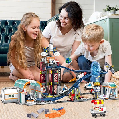HOGOKIDS Space Roller Coaster Building Toy - 926PCS Coaster Building Set Features Lift Platform, Satellites, Rocket Buildable Space Rollercoaster Adventure Park for Adults Kids Girl Boy Ages 6-12 Year