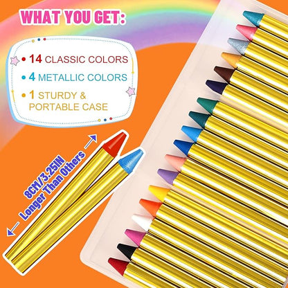 Face Paint Crayons for Kids - 18pcs Non-Toxic, Washable Face Paint Sticks| Easy to Use, Safe for Sensitive Skin and Perfect for Kids Party, Easter Makeup, School Event, Cosplay