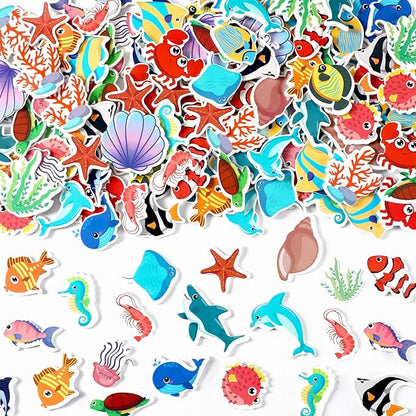 JULBEAR 300 Pieces Ocean Sea Animal Foam Stickers Bulk Self-Adhesive Tropical Fish Sea Creature Stickers Sea Turtles for Arts Crafts Ocean Theme Party Favors Decoration Home DIY Supplies