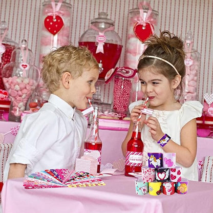 100Pcs Valentine's Day Slap Bracelets, Valentine Party Favors Snap Wristbands for Kids Exchange Gifts, Goodies Stocking Stuffers, Classroom Prizes