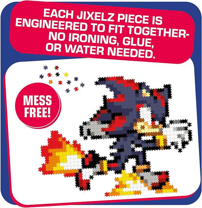 Jixelz Remix Sonic The Hedgehog Craft Kit - Running Shadow - No Heat or Glue Required - STEM Building Toys - Pixel Art for Bedroom or College Dorm Room Decor - 700+ Pieces - Ages 8 Years and Up