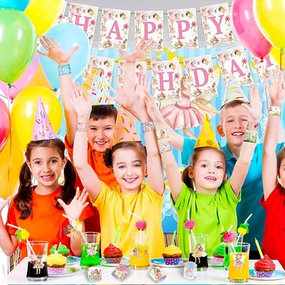 74 PCS Fairy Party Favors, 24 PCS Fairy Slap Bracelets 50 PCS Fairy Stickers Fairy Birthday Party Decorations Supplies Gifts for Fairy First Birthday Party Supplies Gifts