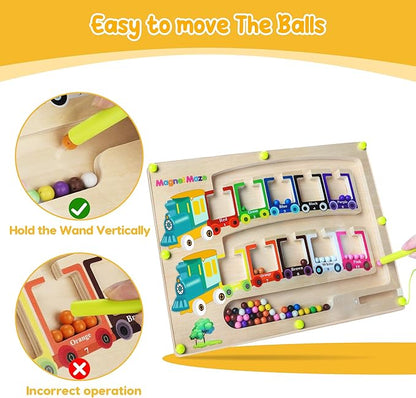 Magnetic Color & Number Maze Montessori Wooden Magnet Puzzle Game Board Montessori Color Matching Learning Counting Puzzle Board Toddler Fine Motor Skills Toys Gift