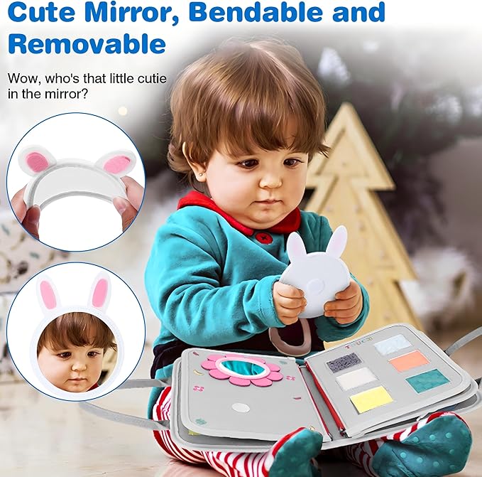 JHkim Busy Board Montessori Toys for 1 2 3 4 Year Old Boy & Girl Birthday Gifts, Autism Sensory Travel Toy for Toddlers 1-3, Educational Activity Sensory Busy Book for Learning Fine Motor Skills, Gray