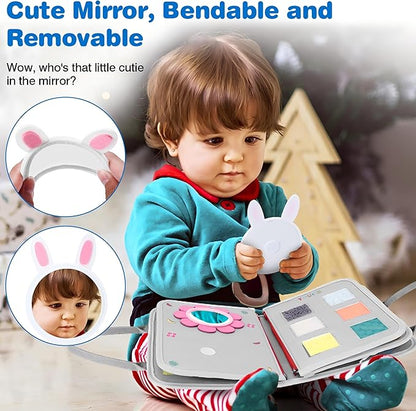 JHkim Busy Board Montessori Toys for 1 2 3 4 Year Old Boy & Girl Birthday Gifts, Autism Sensory Travel Toy for Toddlers 1-3, Educational Activity Sensory Busy Book for Learning Fine Motor Skills, Gray