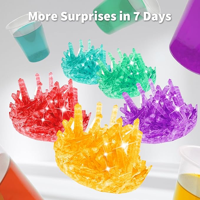 GobiDex 24-Hour 5-Set Crystal Growing Science Experiment Kit for Family Learning, STEM Project Science Toys, Educational Gifts for Kids Ages 6-12 Boys and Girls