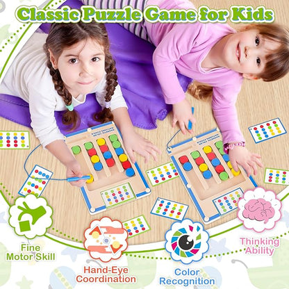 Kids Montessori Magnetic Wooden Toys: 3 4 5 6 7 Year Old Birthday Gift for Boys Girls Age 4-7 Preschool Educational Learning Activities Toy Sensory Autistic Puzzle Maze Game Present for Toddlers