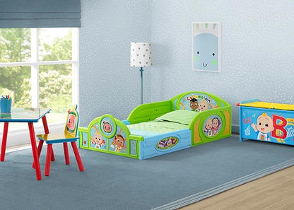 Delta Children - CoComelon 4-Piece Toddler Room-in-a-Box Set – Includes Sleep and Play Toddler Bed, Table, 1 Chair and Toy Box, Green