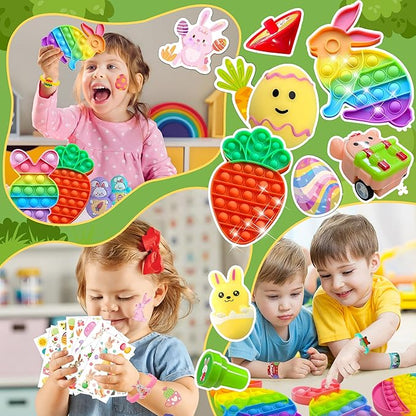 163PCS Easter Toys For Party Favors, Easter Basket Stuffers, Easter Gifts for Kids, Easter Pinata Basket Fillers Classroom Prize Treasure Box