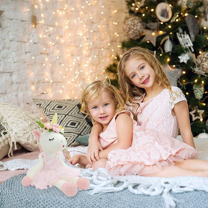 Unicorn Stuffed Animals Plush Ballerina Baby Doll, Unicorn Toys for Girls Age 4-6, Stuffed Animals for Girls 4 Year Old Girl Birthday Gifts Unicorn Decorations for Girls Toys 4-5(Pink)