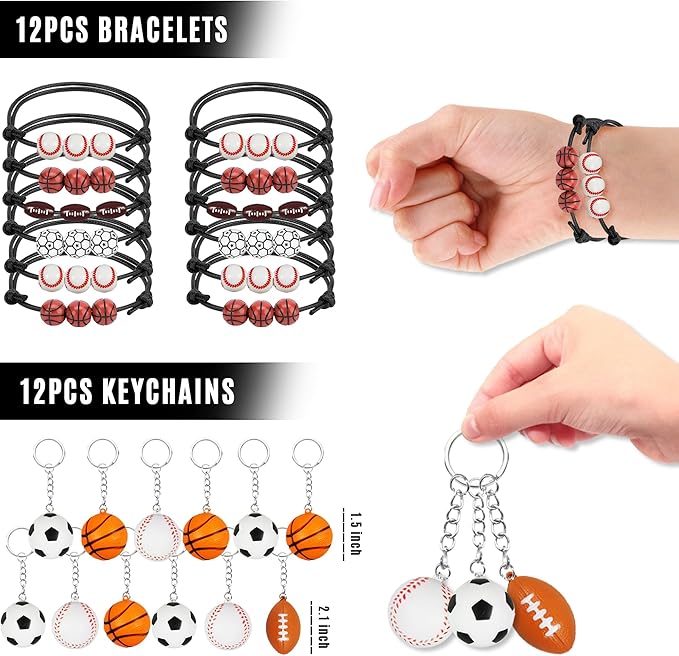 122 PCS Sports Party Favors Basketball Baseball Football Soccer Party Gift Thank You Tags Goodie Bags for Sports Club Party Favors Kid Birthday Party Baby Shower Sports Theme Party Supplies (Style 01)