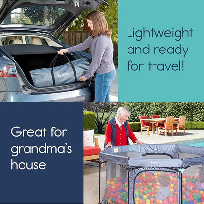 hiccapop 53” PlayPod Outdoor Baby Playpen with Canopy, Deluxe Portable Playpen for Babies and Toddlers with Dome, Sun-shades, Padded Floor | Pop Up Playpen for Beach or Home | Outdoor Playpen for Baby