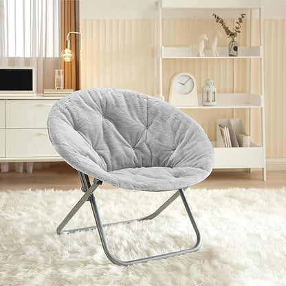 Urban Lifestyle Faux Fur Saucer Chair, 29"X32"X22", Grey