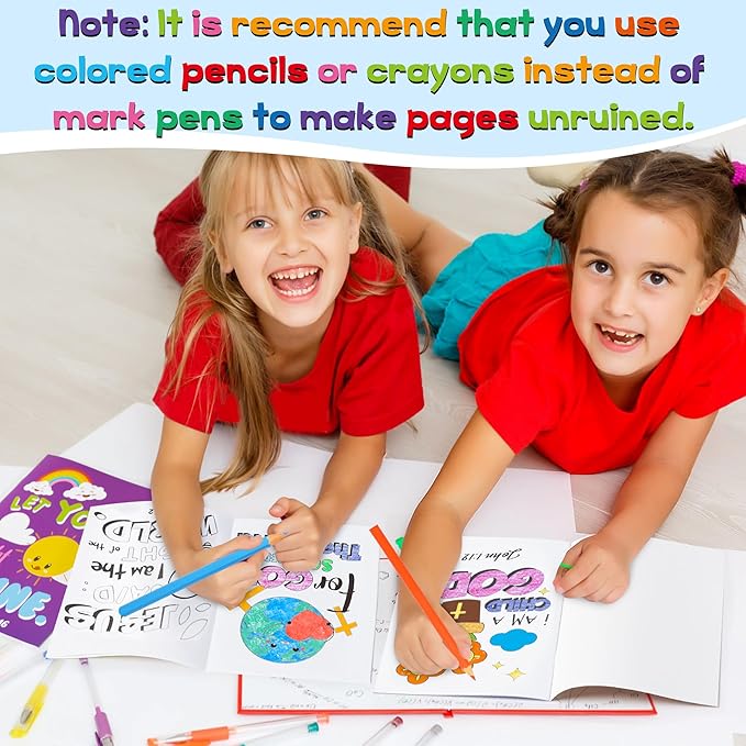 Dvbonike 48Pcs Bible Coloring Books - Religious Theme DIY Color-in Pages with Inspirational Words Drawing Holiday Christian Activity Supplies for Sunday School Classroom Rewards Artwork Gift for Kids