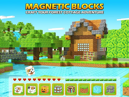 Norline Magnetic Blocks - 100PCS Build Mine Magworld Forest Cottage Set, Kids Building Toys for Boys Girls Age 3-5 4-8 5-7, Construction Craft Sensory Toys Birthday Gifts for 3+ Years Old