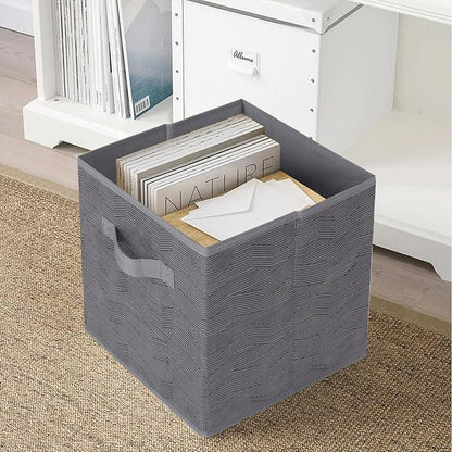 ShellKingdom Storage Bins, Foldable Fabric Storage Cubes and Cloth Storage Organizer Drawer for Closet and Toys Storage, 2 Pack (Dark Gray with Black Stripe)