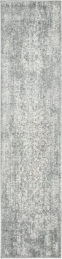 SAFAVIEH Evoke Collection 2'2" x 17' Silver / Ivory EVK256S Oriental Distressed Non-Shedding Living Room Bedroom Runner Rug