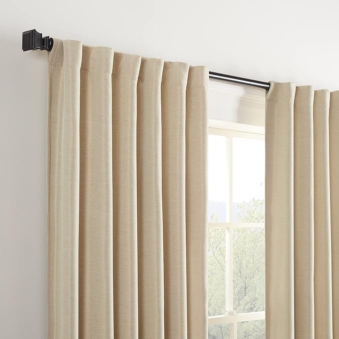 Eclipse Fresno Modern Blackout Thermal Rod Pocket Window Curtain for Bedroom (1 Panel), 52" x 84", Wheat