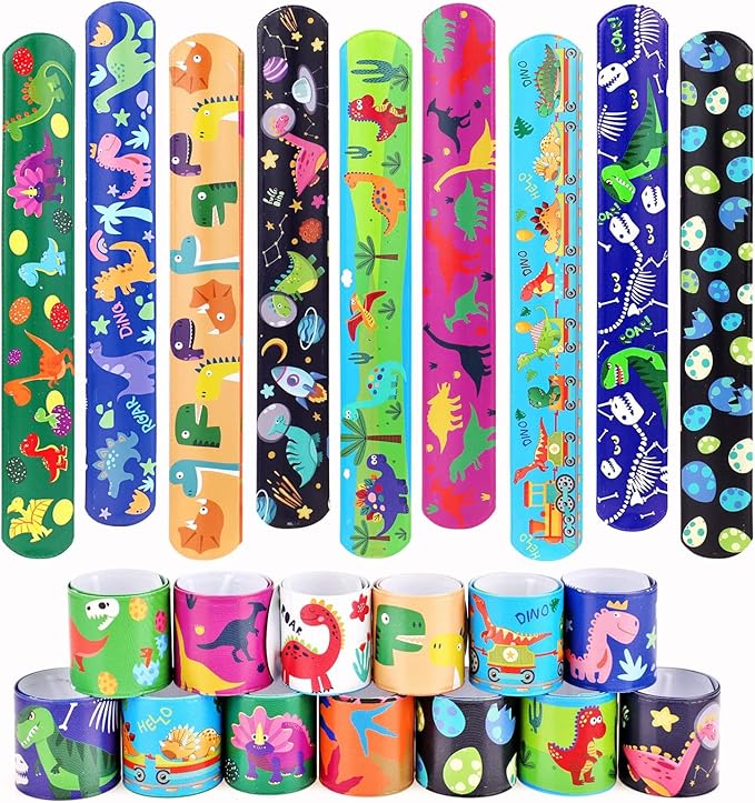 Viicoor Dinosaur 48PCS Slap Bracelets Snap Bracelet Wrisrtband for Party Favors Basket Bag Filler School Prizes Exchanging Gifts
