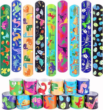 Viicoor Dinosaur 48PCS Slap Bracelets Snap Bracelet Wrisrtband for Party Favors Basket Bag Filler School Prizes Exchanging Gifts