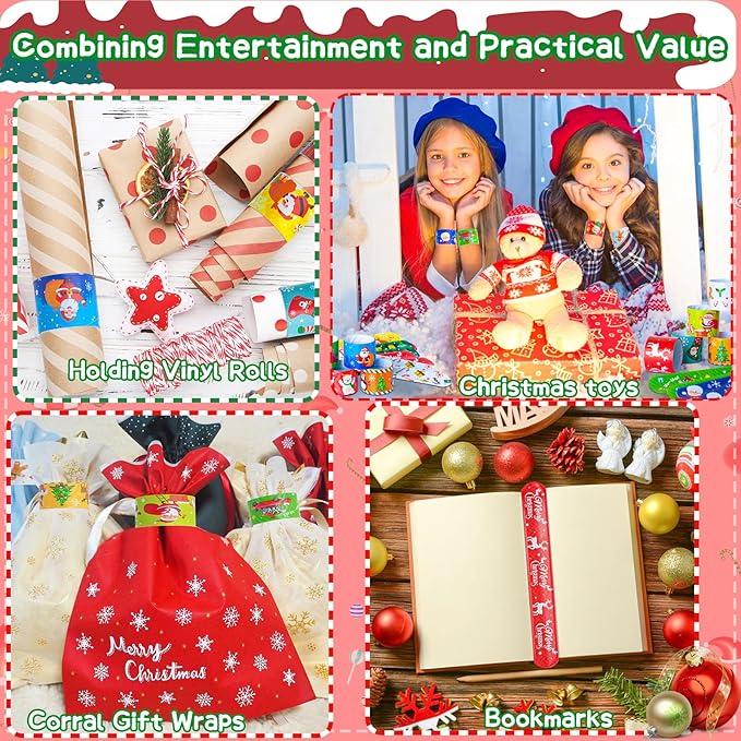 for Kids Party Favors Christmas Slap Bracelets for Kids Xmas Gifts for Students and Classes Christmas Stocking Stuffers for Children Christmas Goodie Bag Fillers Xmas Toys for Kids