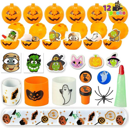 Halloween Prefilled Pumpkin Box with Party Favors, 12 Pcs