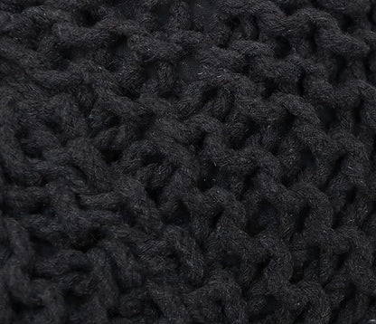 The Home Talk Poufs Ottoman - Home Décor Cord Pouffe for Couch 100% Cotton Hand Knitted Floor Chair - Small Foot Stool for Living Room, Nursery, Patio, Lounge, 18"x18"x14" - Dark Grey