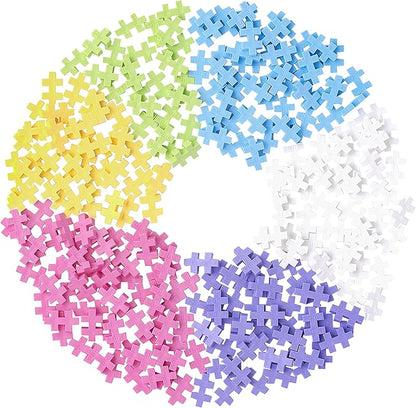 PLUS PLUS 240 Piece Interlocking Building Blocks for Kids, Open Ended Connecting Toys, STEM Bin Mini Manipulatives - Pastel Mix Play Tube & Baseplate