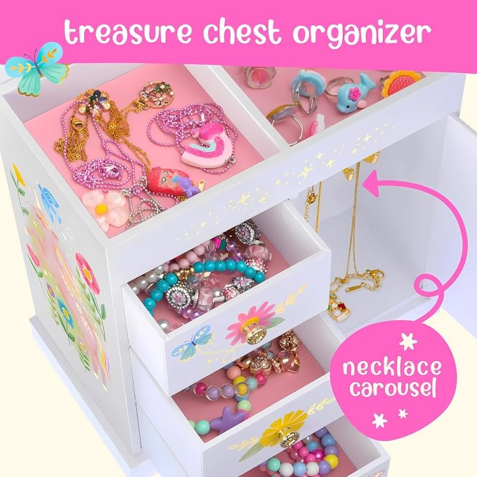 Unicorn Musical Jewelry Box for Girls - Unicorn Toys for Girls Age 4-6 - Kids Jewelry Box with Drawers - 9 x 5 x 9.3 in