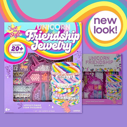 Just My Style Unicorn Friendship Bracelets by Horizon Group USA Create 20+ Bracelets, Kit Includes 1300+ Beads ABC Beads, Metallic Beads Unicorn Storage Case & More