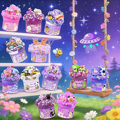 12 Pack Slimes, Purple Slime for Kids, Butter Cloud Slime kit for Girls Ages 8-12, Toys for Girls and Boys, Birthday Party Favors for Kids Goodie Bag Easter Basket Stuffers
