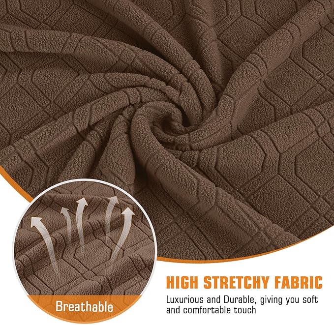 VANSOFY Oversized Recliner Chair Cover, 4-Pieces Stretch Recliner Covers for Recliner Chair Soft Reclining Chair Slipcover Jacquard Pattern Furniture Protector for Dogs Cats(Light Coffee)