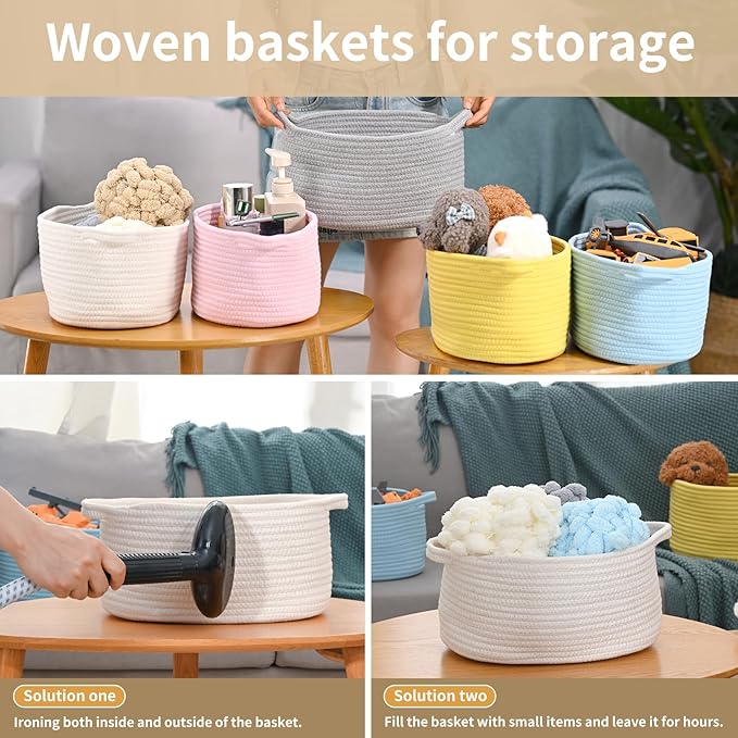 Happyiren Cute Woven Gift Basket – Beige Empty Gift Basket for Nursery, Baby Shower Gifts, Birthday, Wedding, Burr Baskets for Valentines Day,, Decorative Storage Bin for Toys, Diapers, Books