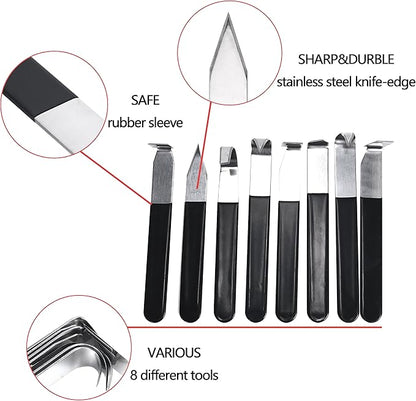 YaeTek 8 Pack Pottery Tools Stainless Steel, 8 Styles Carving Shaping Knives Craft Trimming Clay Sculpture Hand Tools Artist Ceramic Tools Set for Carving, Sculpting, Shaping, Modeling