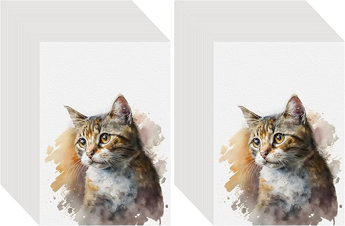 100PCS 5x7 Watercolor Paper Bulk, 140lb/300g Cold Press Thick Water Color Paper Pad for Child Adult, White Art Paper for Drawing Painting Markers Gouache, Textured Cotton Paper Sheets (Pack of 2)