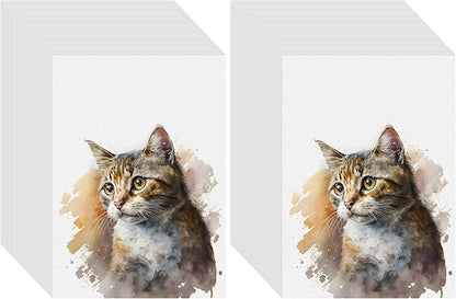 100PCS 5x7 Watercolor Paper Bulk, 140lb/300g Cold Press Thick Water Color Paper Pad for Child Adult, White Art Paper for Drawing Painting Markers Gouache, Textured Cotton Paper Sheets (Pack of 2)