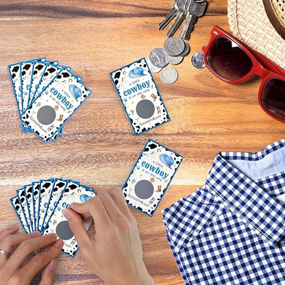 60 Pack Cowboy Baby Shower Scratch Off Cards A Little Cowboy is On The Way Scratch Off Game Western Cowboy Theme Party Scratch Off Cards Baby Shower Party Supplies (Cowboy Style)