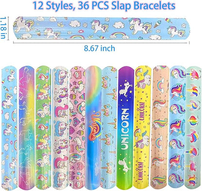36 PCS Unicorn Slap Bracelets Kids Party Favors,Bulk Snap Bracelet Party Favors Supplies for kids&teens Gifts Teacher Classroom School Favors Prizes Exchanging Gift