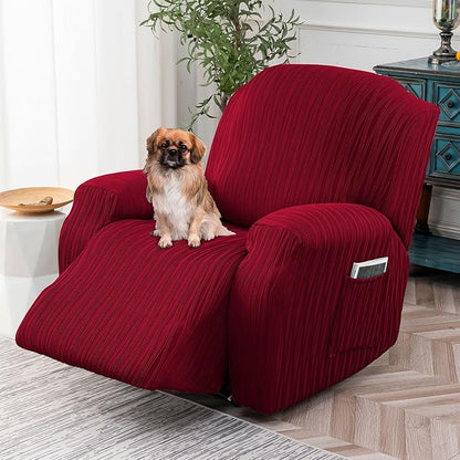 Recliner Cover Stretch Soft Couch Cover for Dogs, Sofa Slipcover for Recliner Couch Leakproof Furniture Protector for Kids, Pets (Wine)